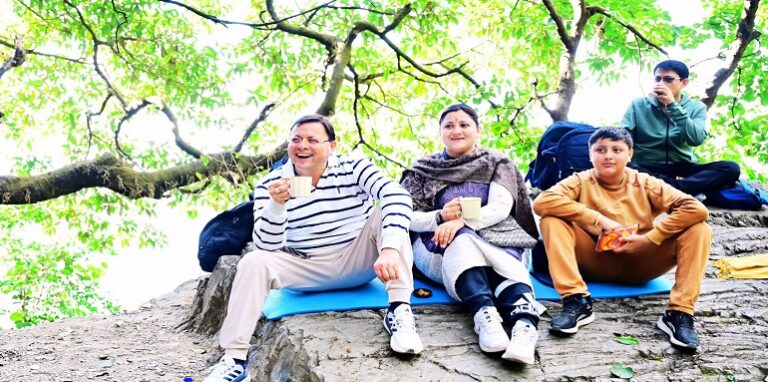 CM Dhami went out on trekking with his family