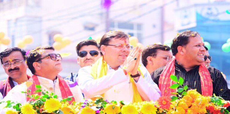 CM Dhami road show in Udham Singh Nagar
