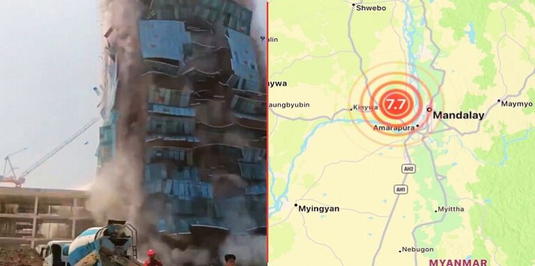 Earthquake measuring 7.7 hits Myanmar and Thailand