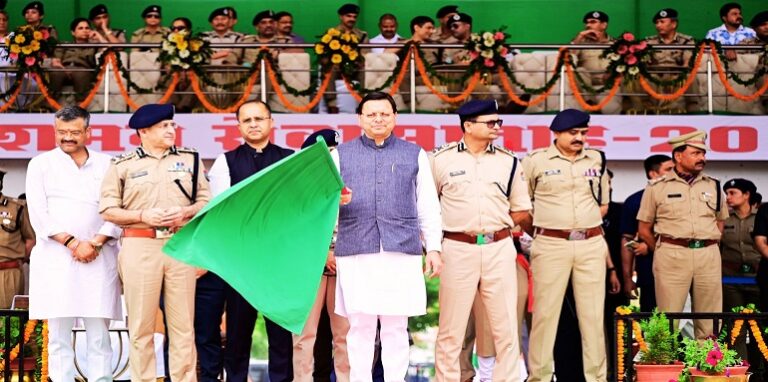 CM Dhami flagged off new fire tender vehicles