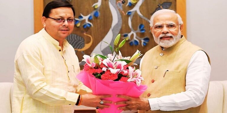 Prime Minister Modi and Chief Minister Dhami