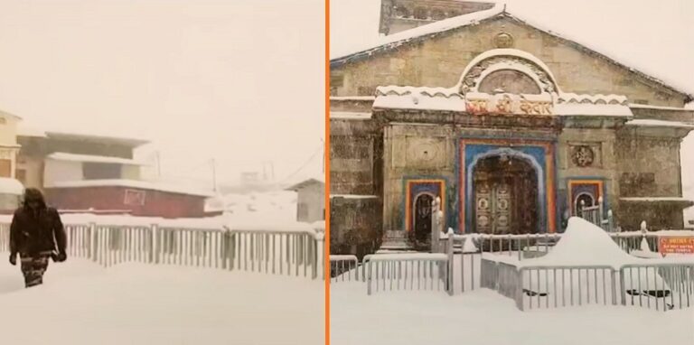 Heavy snowfall in Kedarnath Dham