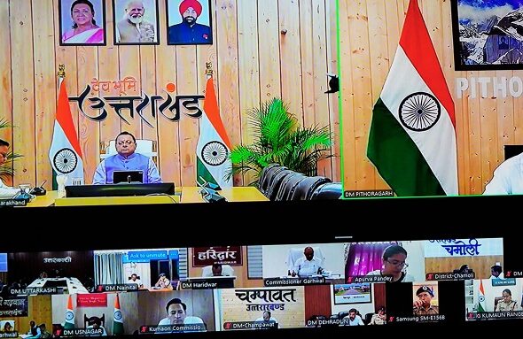 CM Dhami virtual meeting with district magistrates