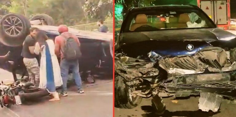 BMW hits bike in Delhi