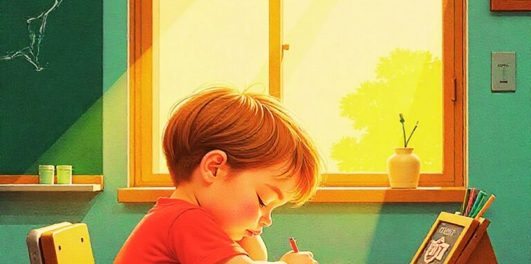 child sleeping in the classroom