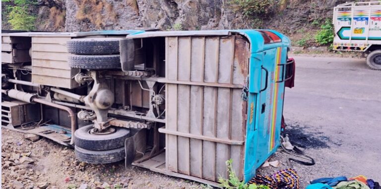A bus overturned on the highway