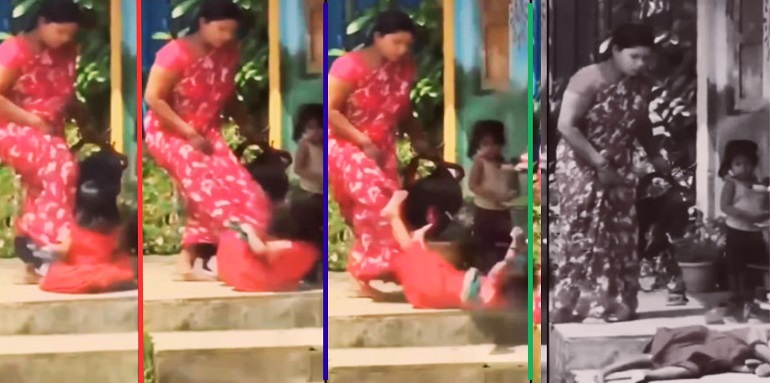 Mother kicked the girl