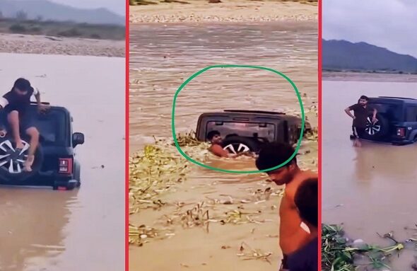 car into the river