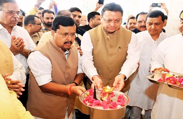 BJP National President Nitin Naveen and CM Dhami