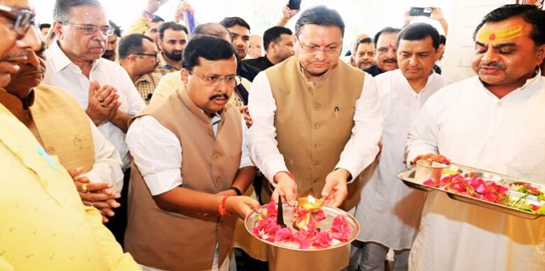 BJP National President Nitin Naveen and CM Dhami